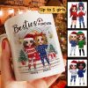 Christmas Doll Besties Standing On Front Porch Personalized Mug Christmas Doll Besties Standing On Front Porch Personalized Mug