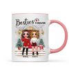 Christmas Doll Besties Standing On Front Porch Personalized Mug Christmas Doll Besties Standing On Front Porch Personalized Mug