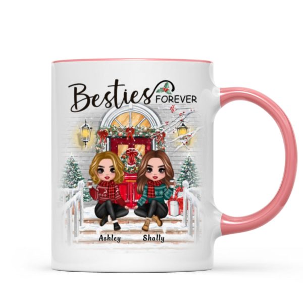 Christmas Doll Sitting Best Friends Sisters Front Porch Personalized Mug Christmas Doll Sitting Best Friends Sisters Front Porch Personalized Mug