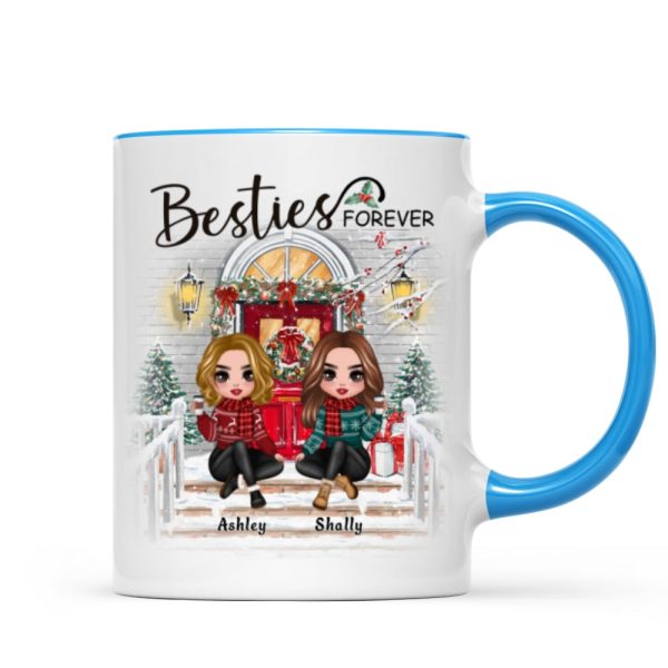 Christmas Doll Sitting Best Friends Sisters Front Porch Personalized Mug Christmas Doll Sitting Best Friends Sisters Front Porch Personalized Mug
