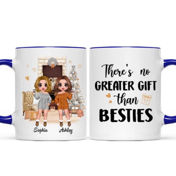 Christmas Fireplace Doll Besties Standing Personalized Mug Christmas Fireplace Doll Besties Standing Personalized Mug