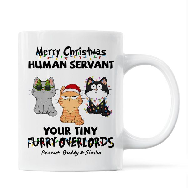 Christmas Fluffy Funny Cats Expressions Merry Christmas Human Servant Personalized Mug Christmas Fluffy Funny Cats Expressions Merry Christmas Human Servant Personalized Mug