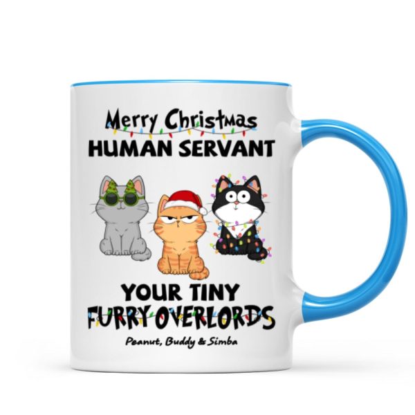 Christmas Fluffy Funny Cats Expressions Merry Christmas Human Servant Personalized Mug Christmas Fluffy Funny Cats Expressions Merry Christmas Human Servant Personalized Mug