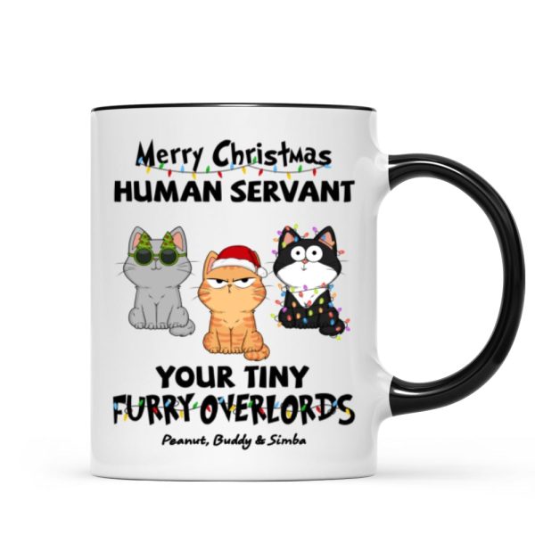 Christmas Fluffy Funny Cats Expressions Merry Christmas Human Servant Personalized Mug Christmas Fluffy Funny Cats Expressions Merry Christmas Human Servant Personalized Mug