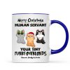 Christmas Fluffy Funny Cats Expressions Merry Christmas Human Servant Personalized Mug Christmas Fluffy Funny Cats Expressions Merry Christmas Human Servant Personalized Mug
