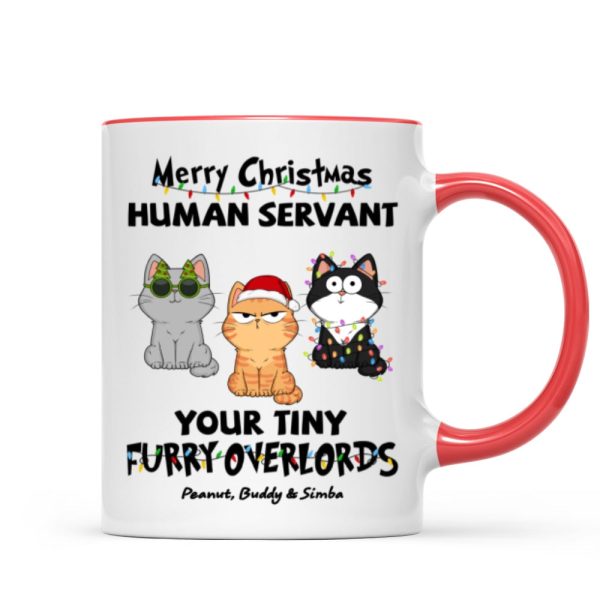 Christmas Fluffy Funny Cats Expressions Merry Christmas Human Servant Personalized Mug Christmas Fluffy Funny Cats Expressions Merry Christmas Human Servant Personalized Mug