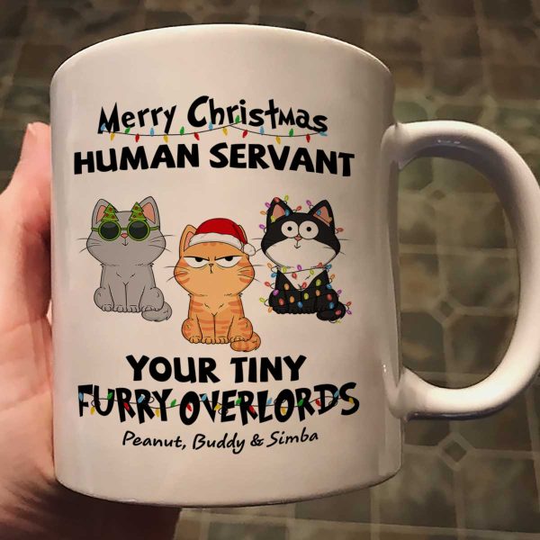 Christmas Fluffy Funny Cats Expressions Merry Christmas Human Servant Personalized Mug Christmas Fluffy Funny Cats Expressions Merry Christmas Human Servant Personalized Mug