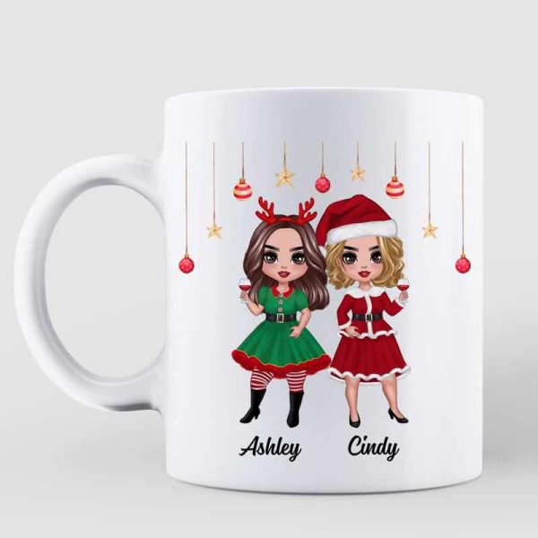 Christmas Gift Doll Besties Sisters Siblings Standing Personalized Mug Christmas Gift Doll Besties Sisters Siblings Standing Personalized Mug