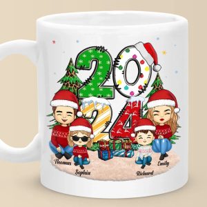 Christmas Joy Begins With Family - Family Personalized Custom Mug - Christmas Gift For Family Members