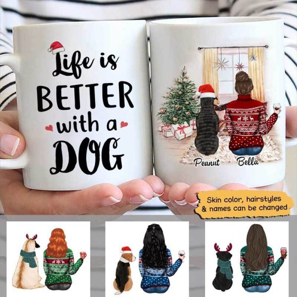 Christmas Life Is Better With A Dog Personalized Coffee Mug Christmas Life Is Better With A Dog Personalized Coffee Mug