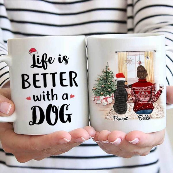 Christmas Life Is Better With A Dog Personalized Coffee Mug Christmas Life Is Better With A Dog Personalized Coffee Mug