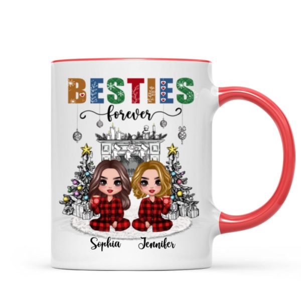 Christmas Outline Background Doll Besties Personalized Mug Christmas Outline Background Doll Besties Personalized Mug