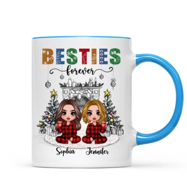 Christmas Outline Background Doll Besties Personalized Mug Christmas Outline Background Doll Besties Personalized Mug
