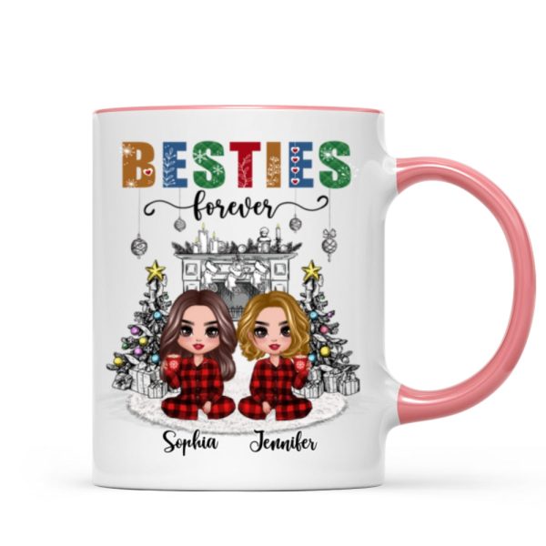 Christmas Outline Background Doll Besties Personalized Mug Christmas Outline Background Doll Besties Personalized Mug