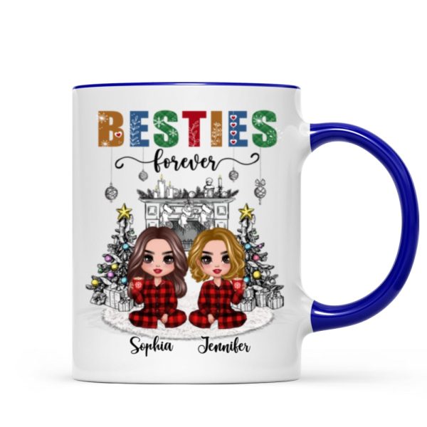 Christmas Outline Background Doll Besties Personalized Mug Christmas Outline Background Doll Besties Personalized Mug