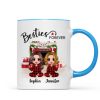 Christmas Pajamas Doll Besties Sisters Sitting At Fireplace Personalized Mug