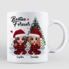 Christmas Pajamas Doll Besties Sisters Sitting Beside Christmas Tree Personalized Mug Christmas Pajamas Doll Besties Sisters Sitting Beside Christmas Tree Personalized Mug