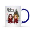 Christmas Pajamas Doll Besties Sisters Sitting Beside Christmas Tree Personalized Mug Christmas Pajamas Doll Besties Sisters Sitting Beside Christmas Tree Personalized Mug