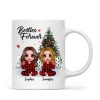 Christmas Pajamas Doll Besties Sisters Sitting Beside Christmas Tree Personalized Mug Christmas Pajamas Doll Besties Sisters Sitting Beside Christmas Tree Personalized Mug
