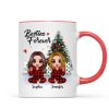 Christmas Pajamas Doll Besties Sisters Sitting Beside Christmas Tree Personalized Mug Christmas Pajamas Doll Besties Sisters Sitting Beside Christmas Tree Personalized Mug