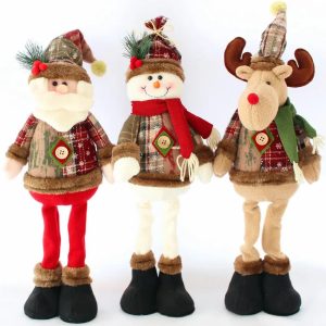 Christmas Plush Doll Set - Snowman & Santa for Festive Home Decor