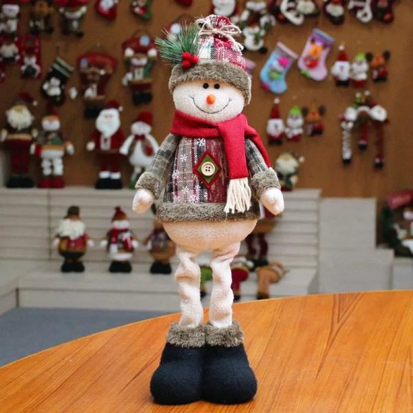 Christmas Plush Doll Set - Snowman & Santa for Festive Home Decor