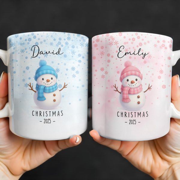 Christmas Snowman And Snowflakes Design - Personalized Custom Coffee Mug - XMAS083_MG