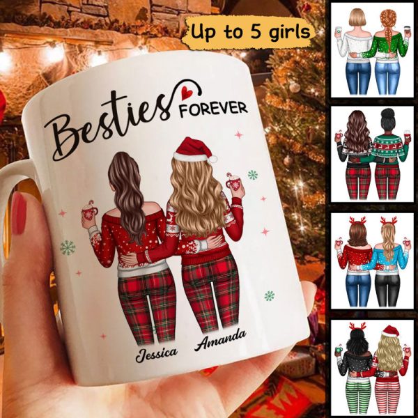 Christmas Standing Besties Back View Personalized Mug