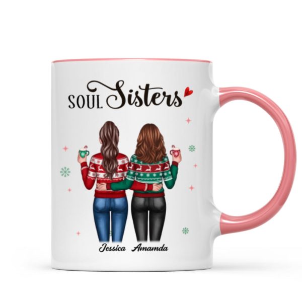 Christmas Standing Besties Back View Personalized Mug