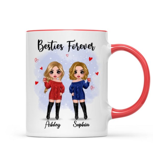 Christmas Standing Doll Besties In Snow Personalized Mug Christmas Standing Doll Besties In Snow Personalized Mug