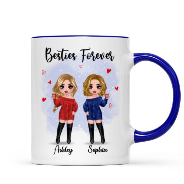 Christmas Standing Doll Besties In Snow Personalized Mug Christmas Standing Doll Besties In Snow Personalized Mug