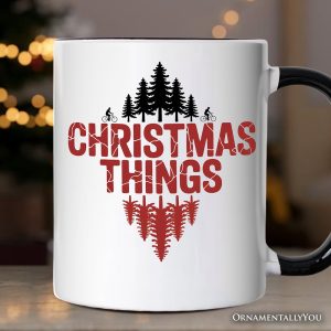 Christmas Things Retro Pop Classic Personalized Mug, Holiday Tee Gift with Custom Name