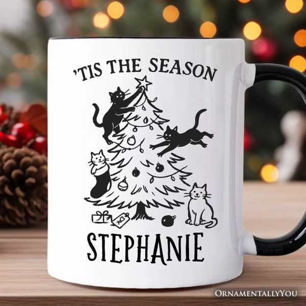 Christmas Tree Killer Cats Personalized Mug, Tis the Season Funny Holiday Gift with Custom Name Christmas Tree Killer Cats Personalized Mug, Tis the Season Funny Holiday Gift with Custom Name