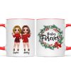 Christmas Wreath Doll Besties Standing Personalized Mug