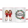 Christmas Wreath Doll Besties Standing Personalized Mug