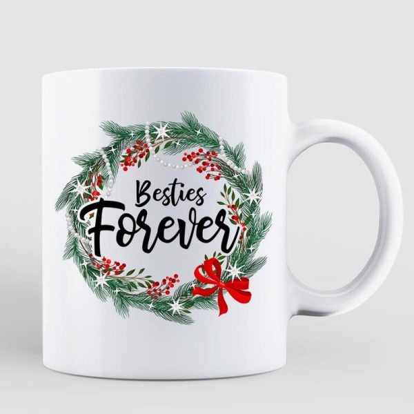 Christmas Wreath Doll Besties Standing Personalized Mug