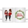 Christmas Wreath Pretty Besties Personalized Mug Christmas Wreath Pretty Besties Personalized Mug