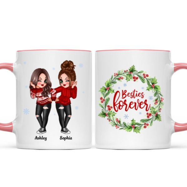 Christmas Wreath Pretty Besties Personalized Mug Christmas Wreath Pretty Besties Personalized Mug