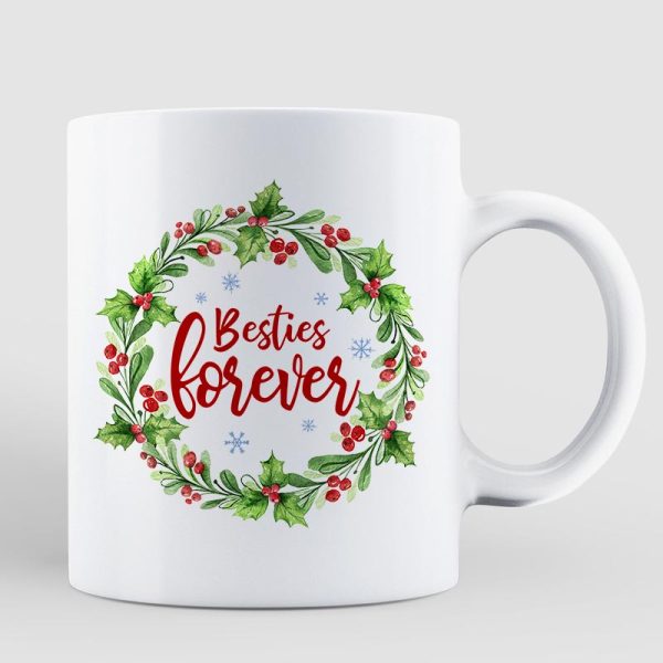 Christmas Wreath Pretty Besties Personalized Mug Christmas Wreath Pretty Besties Personalized Mug