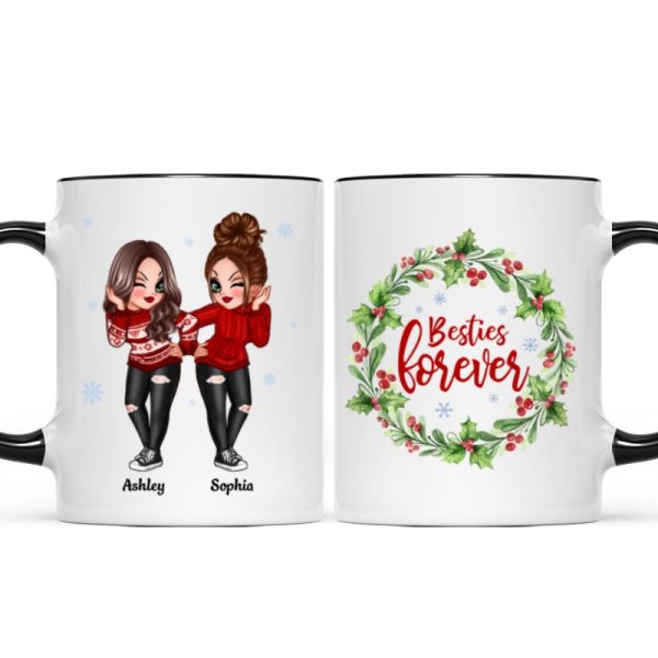 Christmas Wreath Pretty Besties Personalized Mug Christmas Wreath Pretty Besties Personalized Mug
