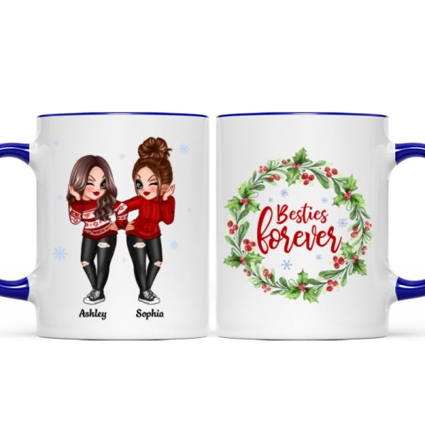 Christmas Wreath Pretty Besties Personalized Mug Christmas Wreath Pretty Besties Personalized Mug