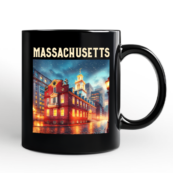 Classic Massachusetts State Old State House Personalized Mug, Colonial Landmark Gift and Boston Travel Keepsake Souvenir with Custom Name Classic Massachusetts State Old State House Personalized Mug, Colonial Landmark Gift and Boston Travel Keepsake Souvenir with Custom Name