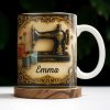 Classic Sewing Machine Design With Elegant Ornaments - Personalized Custom Coffee Mug - HOB020_MG Classic Sewing Machine Design With Elegant Ornaments - Personalized Custom Coffee Mug - HOB020_MG