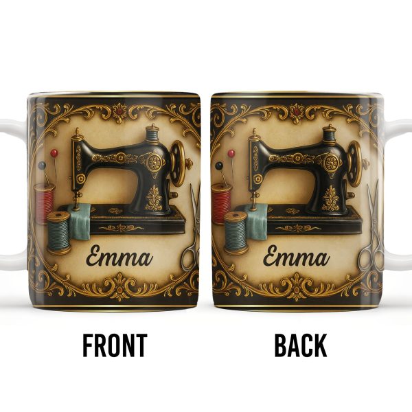 Classic Sewing Machine Design With Elegant Ornaments - Personalized Custom Coffee Mug - HOB020_MG Classic Sewing Machine Design With Elegant Ornaments - Personalized Custom Coffee Mug - HOB020_MG