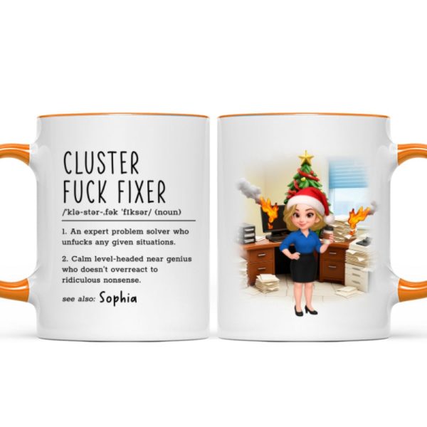 Cluster F*ck Fixer Office Humor - Personalized Mug - Christmas Gift for Coworkers, Husband, Wife, Daughter, Son, Friends