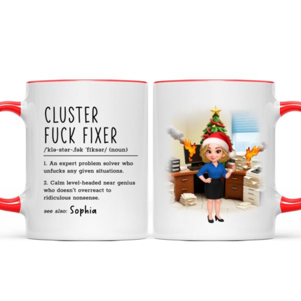 Cluster F*ck Fixer Office Humor - Personalized Mug - Christmas Gift for Coworkers, Husband, Wife, Daughter, Son, Friends