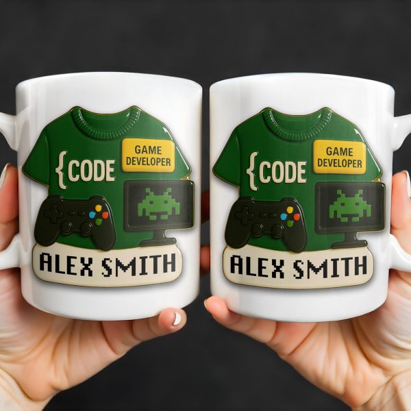 Code, Game Developer, Gaming Controller and Pixelated Alien - Personalized Custom Coffee Mug - OFW003_MG Code, Game Developer, Gaming Controller and Pixelated Alien - Personalized Custom Coffee Mug - OFW003_MG