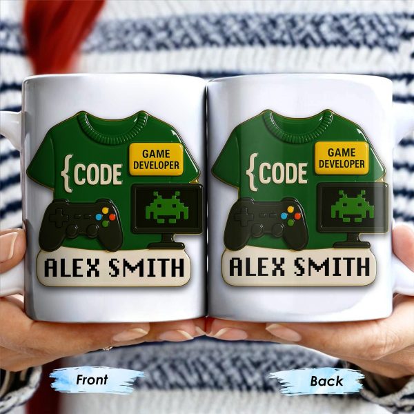 Code, Game Developer, Gaming Controller and Pixelated Alien - Personalized Custom Coffee Mug - OFW003_MG Code, Game Developer, Gaming Controller and Pixelated Alien - Personalized Custom Coffee Mug - OFW003_MG