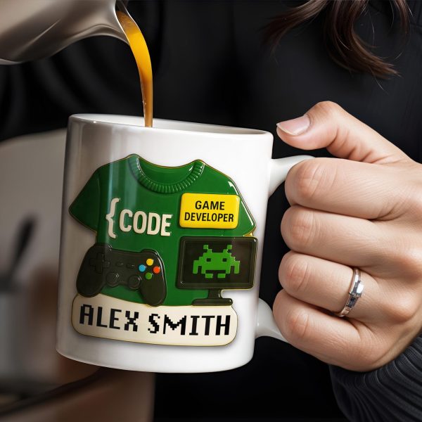 Code, Game Developer, Gaming Controller and Pixelated Alien - Personalized Custom Coffee Mug - OFW003_MG Code, Game Developer, Gaming Controller and Pixelated Alien - Personalized Custom Coffee Mug - OFW003_MG