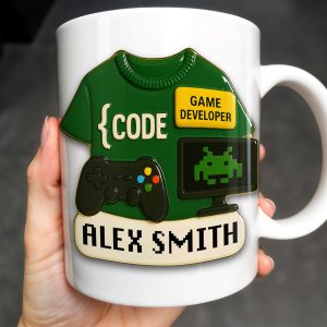 Code, Game Developer, Gaming Controller and Pixelated Alien - Personalized Custom Coffee Mug - OFW003_MG
